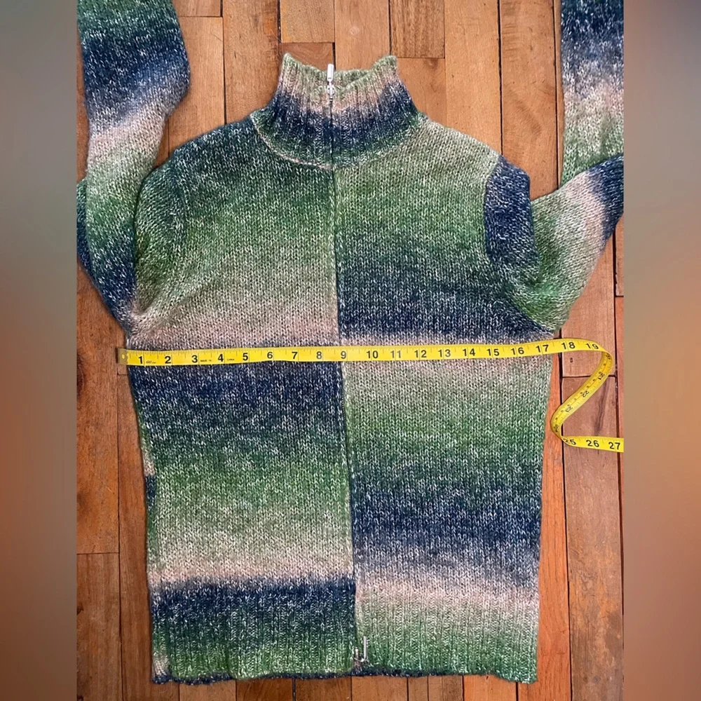 Olsen silk blend double zipper tri-coloured cardigan-Small - Picture 5 of 10